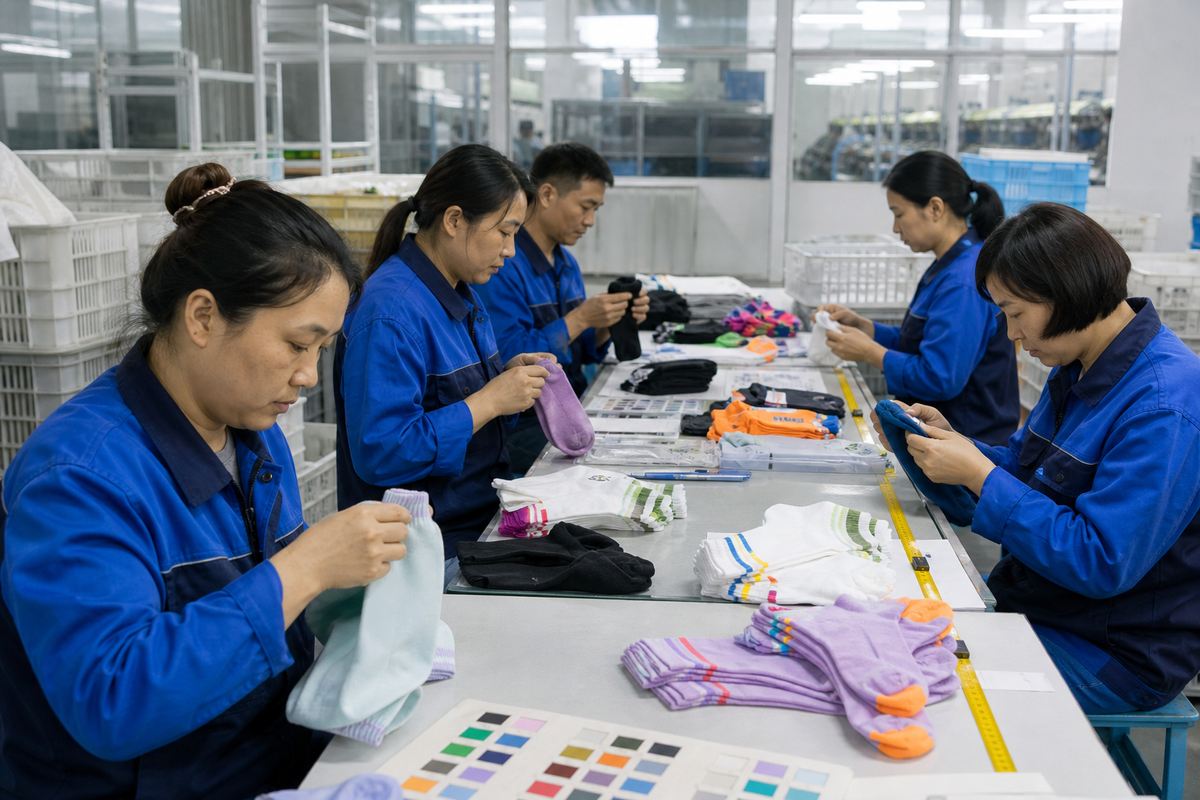 Illustration of custom sock quality inspection