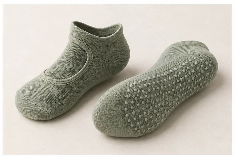 Sage green Pilates grip socks