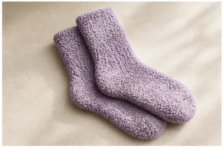 Lavender boucle textured cozy socks